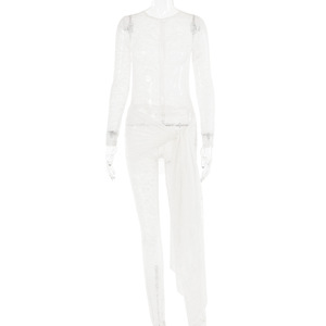 Combinaison longue en dentelle transparente pour femme, taille haute, coupe ajustée, idéale pour les soirées et les sorties en boîte de nuit - Product Image 5