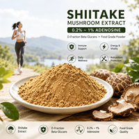 Poudre d'extrait de champignon Shiitake de qualité alimentaire 0,2%~1% Adénosine Bêta-glucane en poudre pour complément alimentaire, emballage en fût