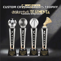 Trophées et médailles de football et de basketball en cristal poli, sculptés et gravés à la main, design personnalisé, récompenses sportives, création artisanale