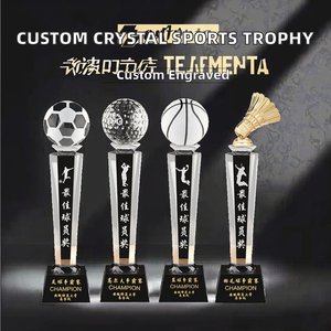 <span class=keywords><strong>DILU</strong></span> Trofeos de Fútbol y Baloncesto de Cristal Tallado y Pulido a Mano con Grabado Láser, Copas, Medallas, Premios Deportivos Hechos a Mano - Product Image 3