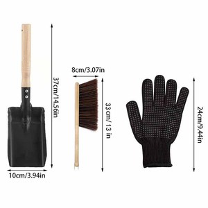 Ensemble de <span class=keywords><strong>nettoyage</strong></span> de <span class=keywords><strong>cheminée</strong></span> moderne en métal avec pelle, brosse pour poêle, gants en silicone noir - Product Image 2