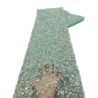 Tissu en dentelle perlée NI.AI le plus vendu, tissu en dentelle à sequins Asoebi pour robe de soirée femme