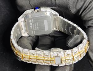 Reloj de Diamantes con Piedras de Moissanita, Acero Inoxidable, Analógico, Diseñado para una Belleza Premium, Lujo y Precisión en la Medición del Tiempo - Product Image 4