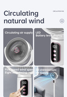 Ventilateur de circulation d'air réglable en hauteur (3 niveaux), inclinaison manuelle 90° vers le haut et vers le bas, écran LED, pour chambre, bureau, dortoir, ventilateur de refroidissement sans fil sur pied