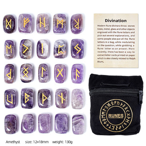 WOWEI Juego de Runas de Ágata Roja Natural con Temática Nórdica, <span class=keywords><strong>Piedras</strong></span> Rectangulares Talladas para Adivinación, Pulidas y Rectificadas, 1 Bolsa de Piel - Product Image 1