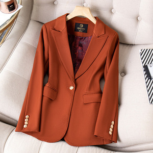 Women's Blazer Polyester Woolen Full Sleeve Anti-Wrinkle Winter Formal Wear Slim Fit Professional Elegant Office Outfit - Product Image 1