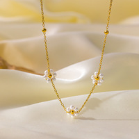 Ensemble XIXe chaîne de perles faite main collier de perles de fleurs chaîne de clavicule bijoux bracelet collier boucles d'oreilles
