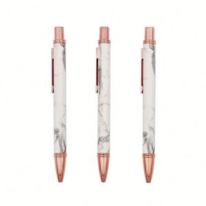 Stylo bille en métal personnalisé mignon avec texture marbrée, logo/couleur personnalisable, encre noire/multicolore, cadeau de signature de mariage - Product Image 1