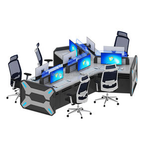 Moderne Industriële Controle Bureau-Ergonomische Operator Console Hoogte Verstelbare Kabel Management Opslag Functie Hout + Metaal - Product Image 2