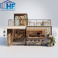 Café modulaire en conteneur d'acier à 2 étages pour usage commercial avec terrasse, design extérieur en kit, tailles 40ft/20ft, style moderne