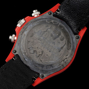 Montre-bracelet chronographe de luxe NTPT en carbone rouge, cadran rond contrastant, squelette automatique, pour homme, modèle Victory Lap Timepiece - Product Image 6