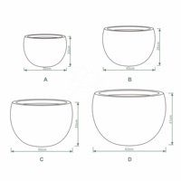 Minimalis dalam ruangan/luar ruangan 30/40/50/63cm pot bunga abu-abu hitam mulus dicat beton serat kaca melingkar untuk penjualan Taman