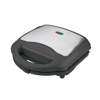 Machine à sandwich électrique automatique 2 tranches en acier inoxydable avec revêtement antiadhésif, thermostat réglable et plaques multifonctionnelles pour