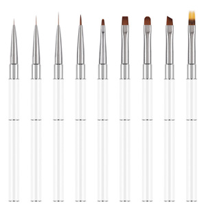 Pinceau à ongles en nylon avec manche en métal blanc, pour lignes fines et précises, liner à une seule traite, gel, French, ombré, mélange, pinceaux de manucure - Product Image 6