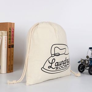 Pochette d'emballage en coton 100% personnalisée, fabriquée en usine BSCI, différentes tailles, sac anti-poussière en coton écologique avec cordon à double serrage - Product Image 5