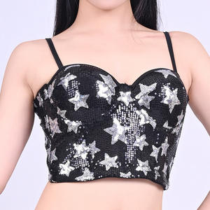 Haut de scène sexy et tendance avec broderie de sequins brillants et bretelles, idéal pour les spectacles de danse, les chanteuses de boîte de nuit et les performances en bar. - Product Image 5