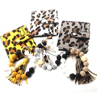 Llavero de Cuero Genuino, Resistente, con Bloqueo RFID, Tarjetero, Monedero, Pulsera, Llavero de Lujo para Mujer con Borla, Envío Rápido RTS