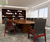Table de conférence rectangulaire moderne en bois avec base en caisson pour salle de réunion