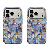 Étui de téléphone magnétique 2-en-1 avec motif de fleurs de lotus pour 15 Pro Max - Étuis de téléphone portables fins et résistants aux chocs
