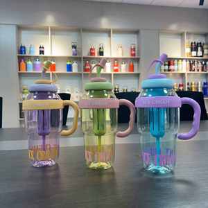 Botella de Agua de Plástico Reutilizable de Gran Capacidad (1200 ml) con Asa y Pajita, Portátil, para Niños, Personalizable, en Oferta - Product Image 4