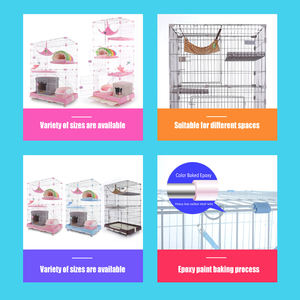 Toptan ucuz 3 katlı ev Pet Habitat Metal büyük paslanmaz çelik tel kedi Villa evi kafesi hareketli - Product Image 5