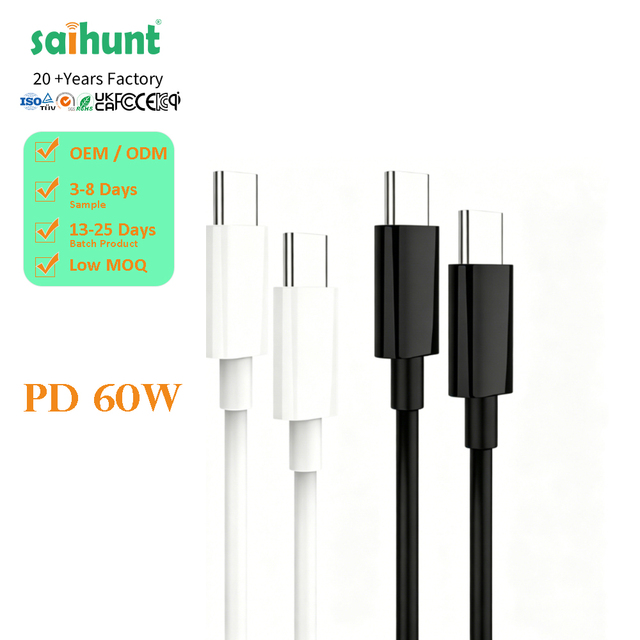 60W 3A Type-C to Type-C Fast Charging Cable TPE Male to Male Data Sync Charger Cord for Phone Power Bank Laptop