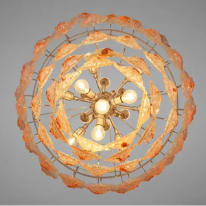 <span class=keywords><strong>Lampadario</strong></span> Vintage italiano strutturato Murano in vetro <span class=keywords><strong>arancione</strong></span> - Product Image 6
