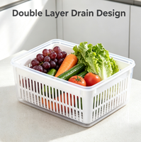 Boîte de conservation rectangulaire pour cuisine, bac de drainage, récipient alimentaire en plastique avec couvercle pour réfrigérateur, pour la conservation des fruits, légumes et viandes