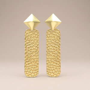 Juego de pendientes de diseño único con forma de arquitectura hermosa chapada en oro, pendientes colgantes de diseño cuadrado pequeño - Product Image 3