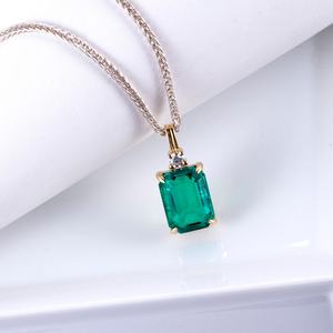 สร้อยคอเครื่องประดับ MSN-617 สร้อยคอจี้เงินแท้ S925 ประดับเพชรทรงเหลี่ยมมรกต เพชรเลี้ยงในห้องปฏิบัติการ - Product Image 1