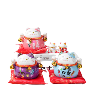 4.5 pouces chat porte-bonheur japonais <span class=keywords><strong>Maneki</strong></span> <span class=keywords><strong>Neko</strong></span> Figurine en <span class=keywords><strong>porcelaine</strong></span> noël pâques maison entreprise décor pour nouvel an Halloween émail - Product Image 1