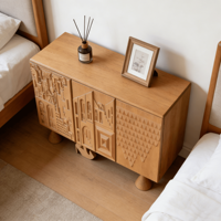 Buffet d'appoint personnalisable pour salon, meuble TV moderne en bois massif, armoire de rangement de luxe rétro sculptée