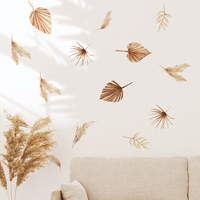 Autocollants muraux en forme de feuille verte dorée, peintures murales décoratives, plantes, autocollants muraux 3D pour chambre à coucher, salon, chambre d'enfant, décorations pour la maison