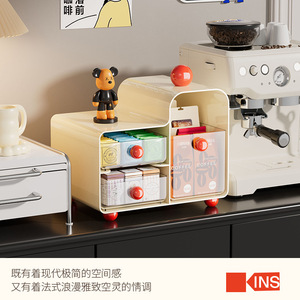 Desktop <b>Storage</b> <b>Box</b> With <b>Drawers</b> Creamy White Color Standing Type For Office And Cosmetic Organization - Product Image 3