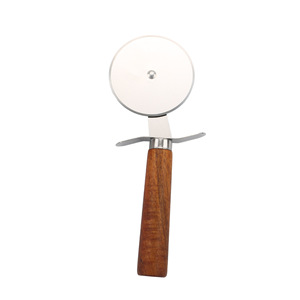 Utensilios de cocina de madera de acacia transfronterizos: Batidor con mango de madera, cuchara para hielo de acero inoxidable y juego de cortador de pizza - Product Image 5