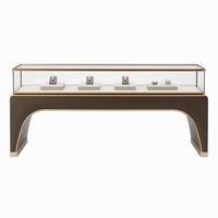 Vitrine à bijoux en verre de couleur bois clair avec éclairage LED pour magasin de bijoux, vente en gros, distributeur personnalisé