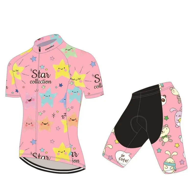 Shorts à manches courtes, personnalisés, avec bretelles rembourrées, vêtements de vélo, maillot de cyclisme pour enfants, vente en gros,