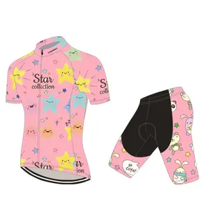 卸売カスタマイズ半袖ショーツパッド入りビブパンツ子供自転車服ローラースケートジャージー子供サイクリング服