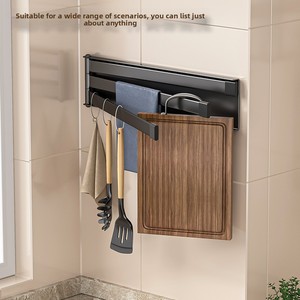 Toallero Plegable con Ganchos, Barra Giratoria para Toallas, Montaje en Pared sin Taladro, Estante Magnético para Baño y Cocina - Product Image 2