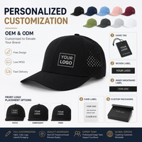 Gorra Deportiva Impermeable de 6 Paneles con Cuerda, Perforaciones Cortadas a Láser, Logotipo Bordado Personalizado, para Golf y Running, Venta al Por Mayor