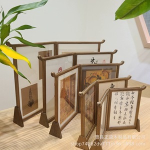 Cadre photo pliable en bois massif, présentoir de table A4 pour calligraphie et peinture - Product Image 3