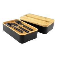 Paquet de boîte à lunch en bambou RPP empilable en matériau PP recyclé avec logo personnalisé Cadeaux promotionnels Pack de boîte à lunch en bambou LB003 RPP en stock