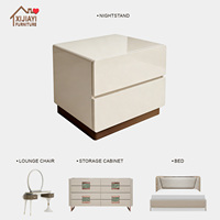 Table de chevet moderne italienne haut de gamme en bois massif et cuir, 2 tiroirs, écologique, durable, en métal, blanche, avec miroir pour chambre à coucher