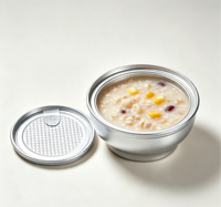 Bol cylindrique en aluminium hermétique de qualité alimentaire avec couvercle à vis pour l'emballage de repas prêts à consommer et de soupes instantanées