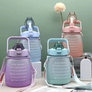 Ventes chaudes tasse en plastique deux couleurs gros ventre couleur Spray dégradé couleur paille tasse en plastique Sports de plein air bouilloire 1200ml - Product Image 1