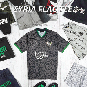 T-shirts unisexes décontractés respirants à séchage rapide Nouveaux T-shirts d'été surdimensionnés pour hommes avec drapeau de la Syrie 100% polyester Col rond Coupe automatisée - Product Image 2