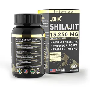 Etiqueta privada Cuidado DE LA SALUD Oem Plus Hombres Salud Herbal Shilajit Extracto de raíz Pure Himalayan Shilajit Cápsula gomosa