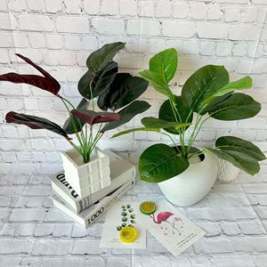 Plantes artificielles Queyiyi, bonsaïs verts, 30cm-100cm, feuilles vertes et violettes, décorations de bureau intérieures - Product Image 4