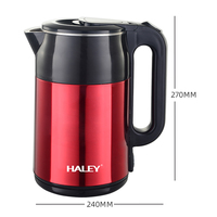 Bouilloire électrique à double paroi HALEY Lid Bpa avec coque extérieure en acier, bouilloire à thé à deux niveaux, chauffe-eau