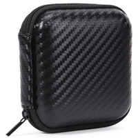 Étui rigide en fibre de carbone avec fermeture éclair, logo personnalisé, pochette de rangement portable antichoc en EVA pour accessoires électroniques, motifs tissés